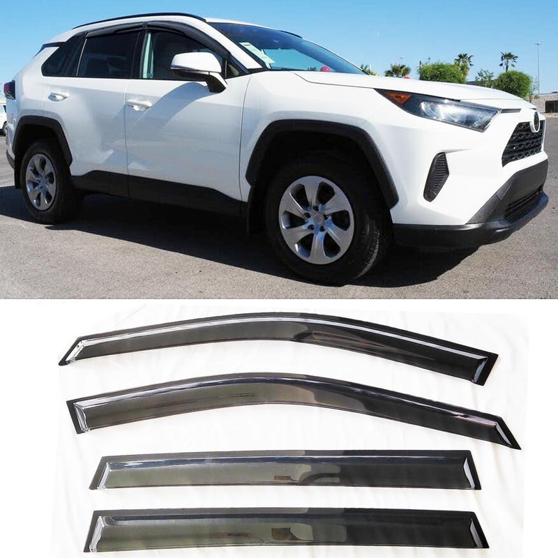 TONOYTIM حراس المطر للنوافذ اللاصقة لتويوتا RAV4 2019-2025، 4 قطع من واقيات الدخان، واقيات نوافذ جانبية لـ 19-25 RAV4، واقيات أكريليك غير قابلة للكسر - Image 2